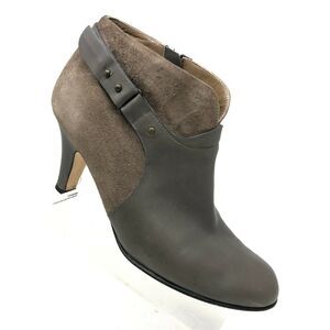 Anyi Lu Vanessa Bootie Womens Size 8 Elephant Gray Suede Leather Heel Boot